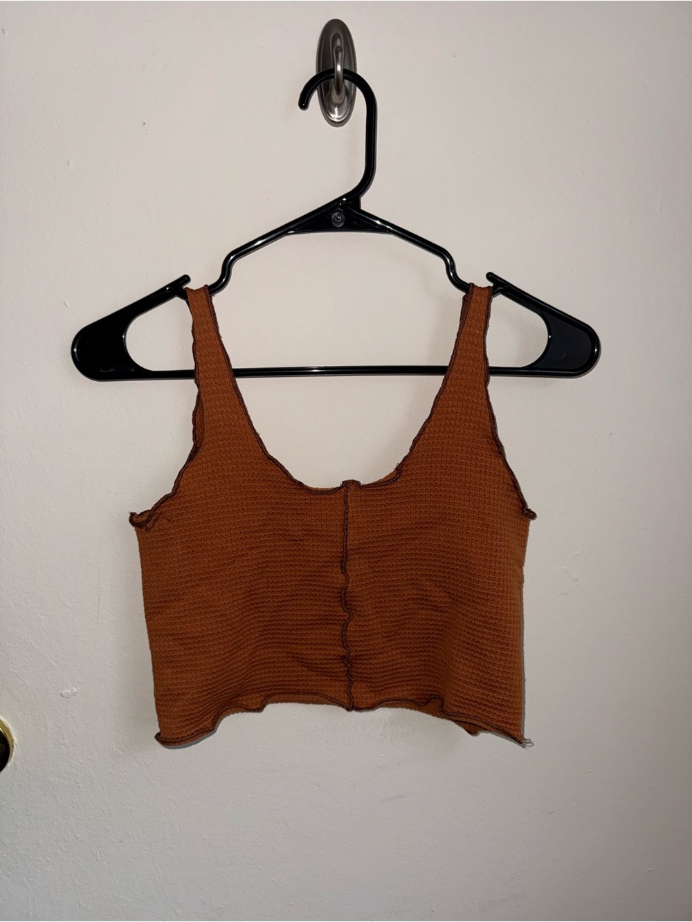 Out From Under (Pacsun) Women’s Cropped Tank Top in Rust Orange - Casual Knit